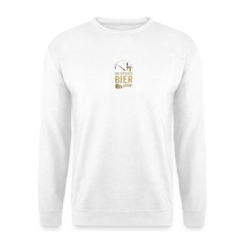 Ich brauche Bier – Zur nächsten Kneipe - Unisex Pullover - Weiß - Vorne - Alina (178cm) & Michal (187cm)