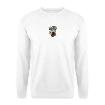 RobVibe Wild Club – Halloween-Geister-Opossum - Unisex Pullover - Weiß - Vorne - Alina (178cm) & Michal (187cm)