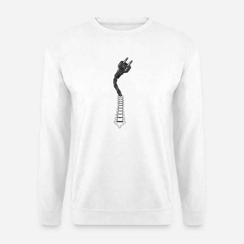 Cyborg Silhouette Spine Plug Artificial - Unisex Sweatshirt - white