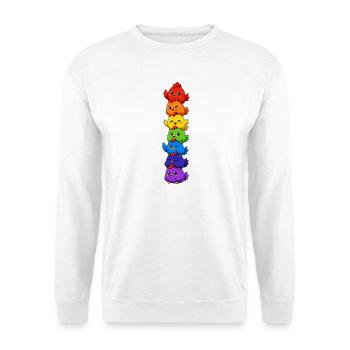  Rainbow Pride Chickens Gestapelt, Süßer Lgbtq - Unisex Pullover - Weiß - Vorne - Alina (178cm) & Michal (187cm)