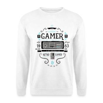 Gamer Retro Vintage 1983 8bit Console Flipper Nerd - Unisex Sweatshirt - white - Front