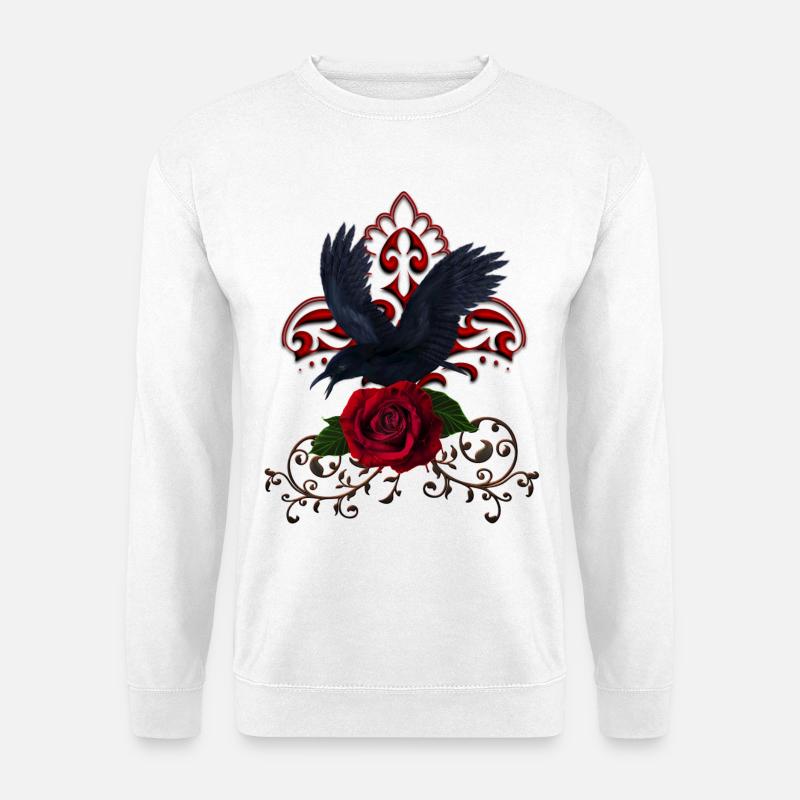 Wundervoller Rabe mit Rose - Unisex Pullover - Weiß