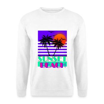 Sunset Beach 80s Purple - Unisex Pullover - Weiß - Vorne - Alina (178cm) & Michal (187cm)
