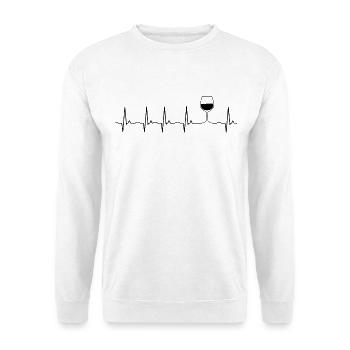 Wein Herzschlag EKG - Elegantes Weinglas Design - Unisex Pullover - Weiß - Vorne