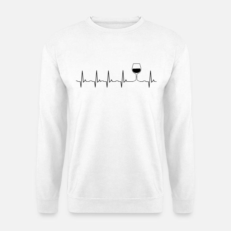 Wein Herzschlag EKG - Elegantes Weinglas Design - Unisex Pullover - Weiß