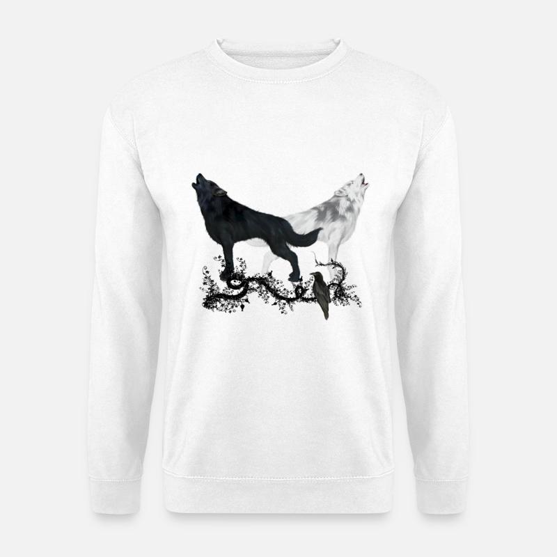 Stunning black and white wolf - Unisex Sweatshirt - white