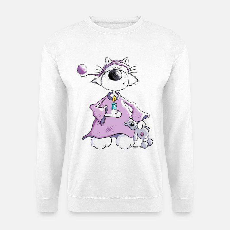 Schlafmütze Katze - Unisex Pullover - Weiß