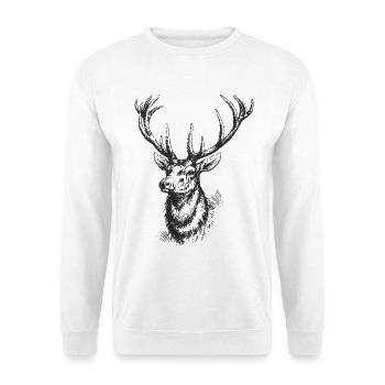 Hirsch - Unisex Pullover - Weiß - Vorne