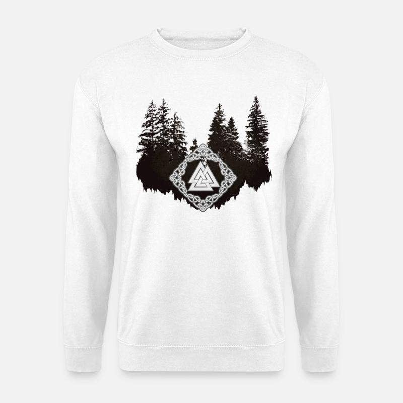 Valknut Wikinger Germanen Knoten Wald Bäume - Unisex Pullover - Weiß