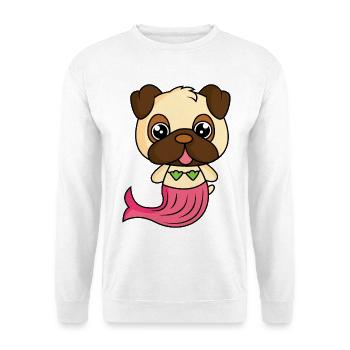 Mops als Meerjungfrau - Unisex Pullover - Weiß - Vorne