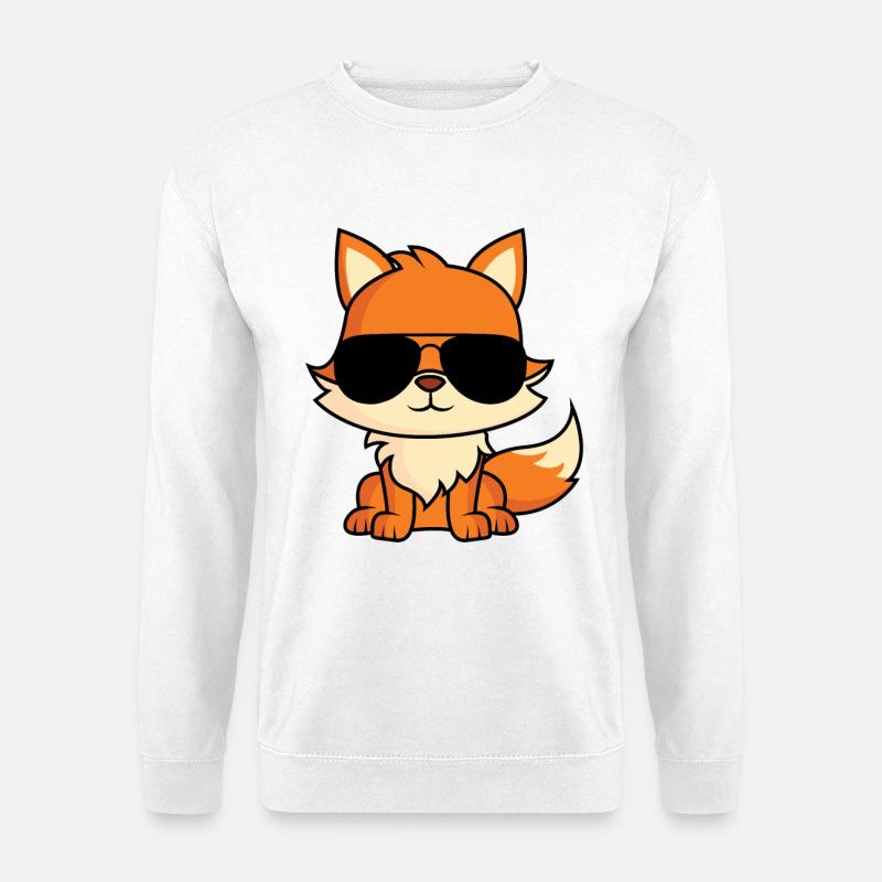 Fuchs mit Pilotenbrille - Unisex Pullover - Weiß