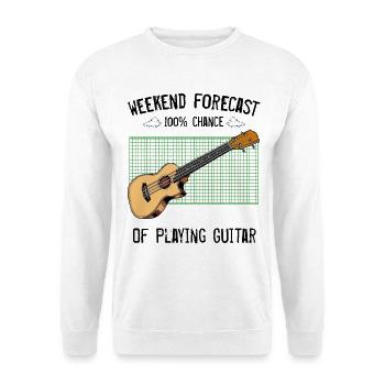 Guitar on green grid - Unisex Sweatshirt - white - Front