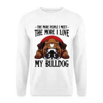 Bulldogkopf Illustration roter Halbkreis - Unisex Pullover - Weiß - Vorne