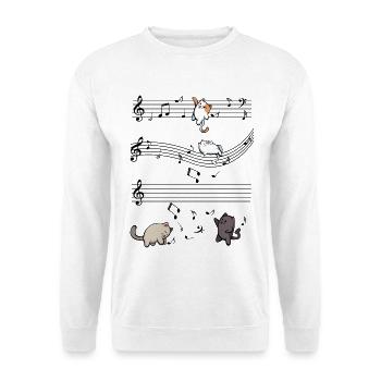 Tanzende Katzen auf Schwarz - Unisex Pullover - Weiß - Vorne