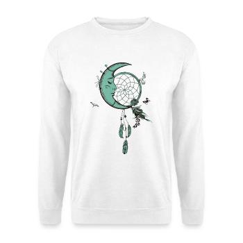 Capteur de rêves avec lune et plumes - Sweat-shirt Unisexe - blanc - Devant
