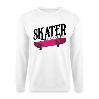 Neon Rosa Skateboard - Unisex Pullover - Weiß - Vorne