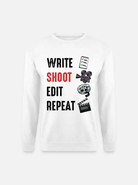 Filmdreh-Set: Reel & Klappe - Unisex Pullover - Weiß