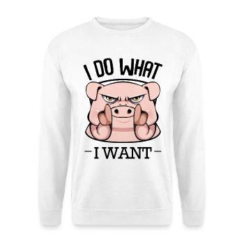 Angry pig finger pointing - Unisex Sweatshirt - white - Front