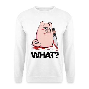 Bloody knife pig with black humor - Unisex Sweatshirt - white - Front