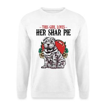 Heart Bulldog with Flowers Shar Pie - Unisex Sweatshirt - white - Front
