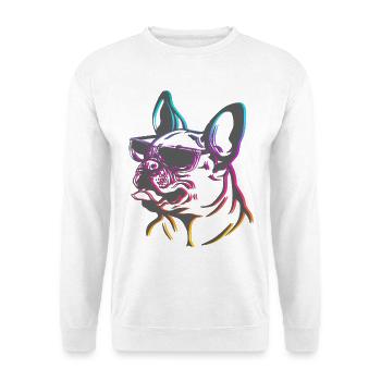 French Bulldog Neon Frenchie Sunglasses Line Art - Unisex Sweatshirt - white - Front
