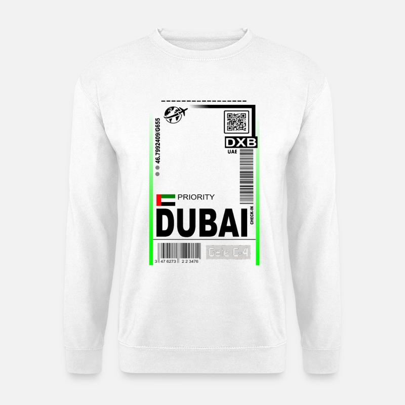 DXB Priorität Gate Neon Schild - Unisex Pullover - Weiß