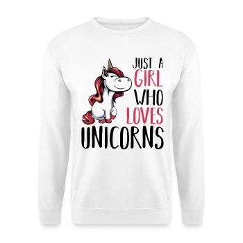 La fille adore la licorne - Sweat-shirt Unisexe - blanc - Devant