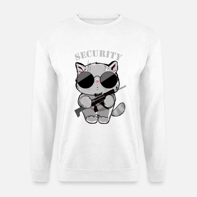 Cat Security Agent with Gun - Unisex Sweatshirt - white