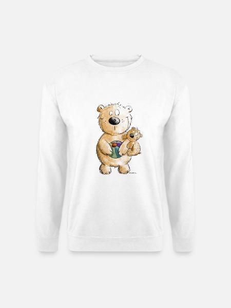 Bär mit Baby I Tiere Comic I Wildtiere - Unisex Pullover - Weiß