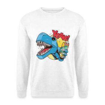T-Rex avec canette de bière - Sweat-shirt Unisexe - blanc - Devant