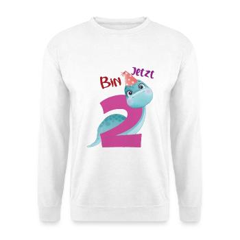 Verspielter Dino mit Geburtstagszahl 2  - Unisex Pullover - Weiß - Vorne