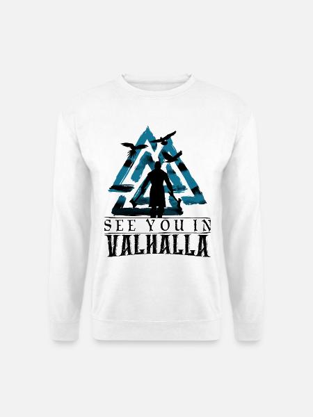 See You In Valhalla Wikinger Valknut Raben - Unisex Pullover - Weiß