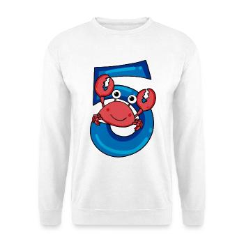 Crab with the number 5 - 5 birthday gift idea - Unisex Sweatshirt - white - Front