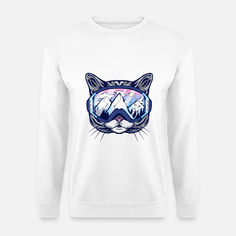 Cat Ski Goggles - Unisex Sweatshirt - white