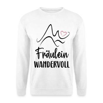 Fräulein Wandervoll Wandern Zubehör Herz Alpen - Unisex Pullover - Weiß - Vorne