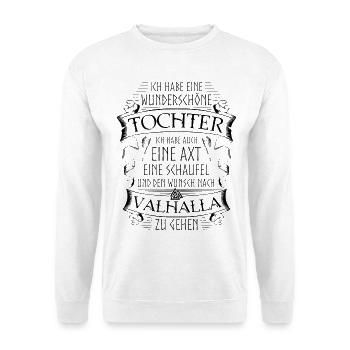 Vater Tochter Wikinger Spruch Valknut Valhalla - Unisex Pullover - Weiß - Vorne
