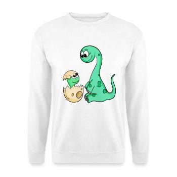Dinosaures avec bébé dinosaures - Sweat-shirt Unisexe - blanc - Devant
