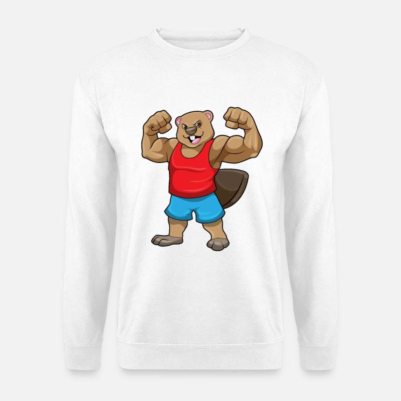 Biber Bodybuilder Bodybuilding Sport - Unisex Pullover - Weiß