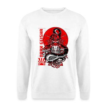 Dunkle Geisha japanische Kunstwerk - Unisex Pullover - Weiß - Vorne - Alina (178cm) & Michal (187cm)