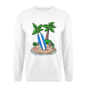 Insel mit Surfbrett - Unisex Pullover - Weiß - Vorne