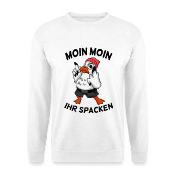 Freche Möwe - Moin Moin Ihr Spacken - Unisex Pullover - Weiß - Vorne