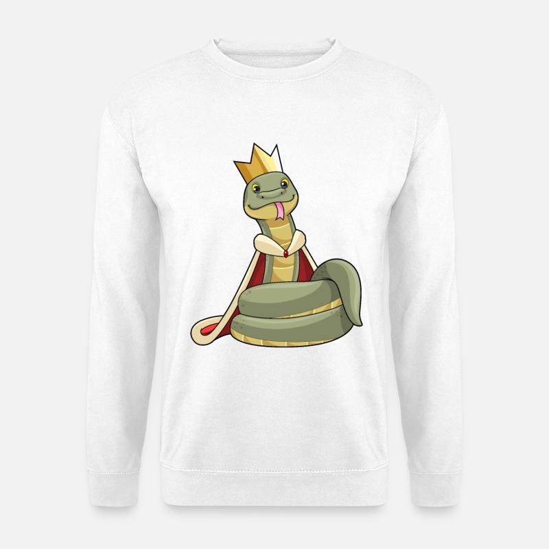 Schlange als König mit Krone - Unisex Pullover - Weiß