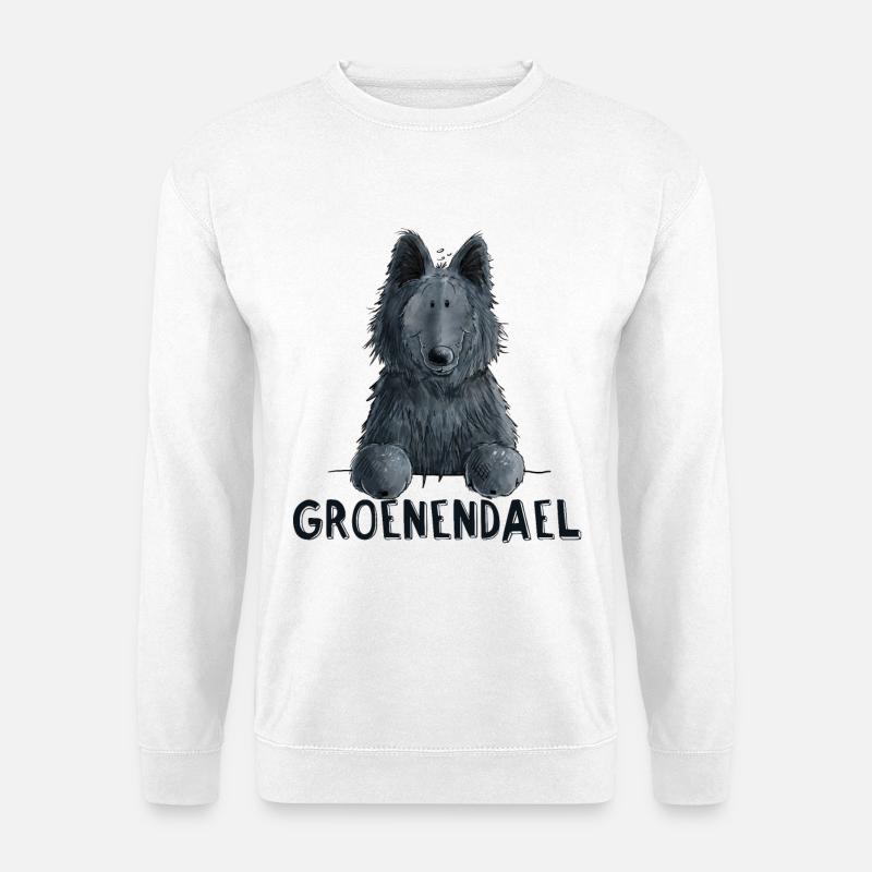 Happy Groenendael I Hund Kopf I Comic - Unisex Pullover - Weiß