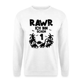 Dinosaurier 1. Geburtstag Kinder - Unisex Pullover - Weiß - Vorne