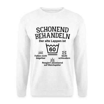 Schonend Behandeln Lappen Geschenk 60. Geburtstag - Unisex Pullover - Weiß - Vorne