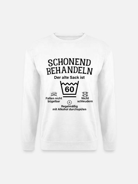 Schonend Behandeln Sack Geschenk 60. Geburtstag - Unisex Pullover - Weiß