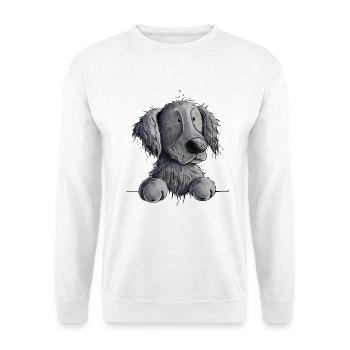 Happy Flat Coated Retriever I Hund - Unisex Pullover - Weiß - Vorne