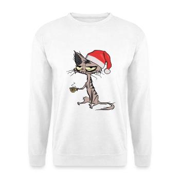 Noël Chat Café Chat Cadeau de Noël - Sweat-shirt Unisexe - blanc - Devant