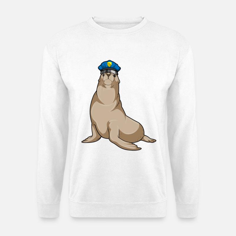 Seehund als Polizist - Unisex Pullover - Weiß