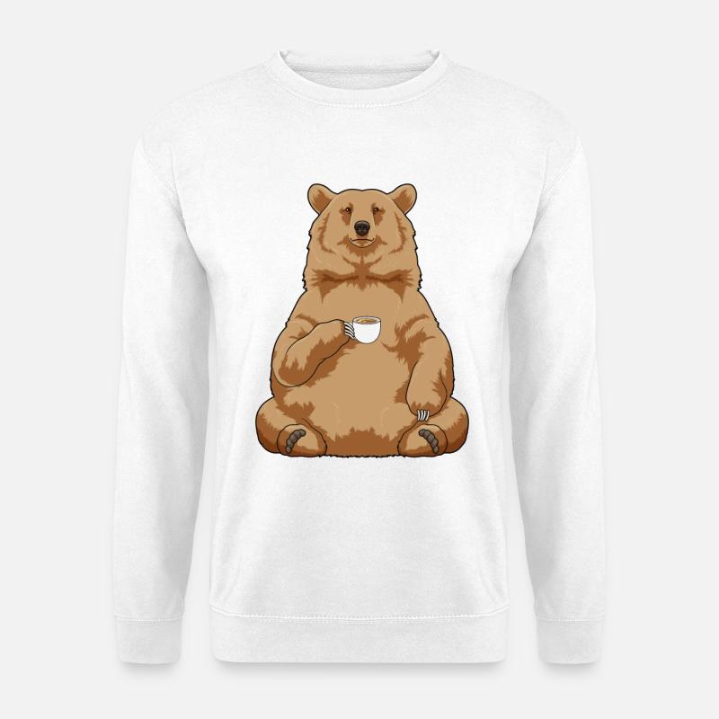 Bär Kaffee Tasse - Unisex Pullover - Weiß